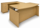 Maple Adjustable Height Bow Front U-Shaped Desk