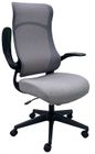Mesh High Back Desk Chair with Flip Up Arms and Cloth Seat in Gray