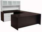 Mocha Executive U-Desk w/Glass Door Hutch