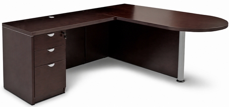 Mocha Peninsula L-Shaped Desk without Hutch