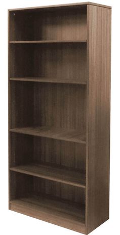 Modern Walnut 5-Shelf Office Bookcase