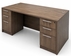 Modern Walnut Rectangular Executive Desk w/6 Drawers