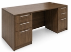 Modern Walnut Rectangular Managers Desk w/6 Drawers