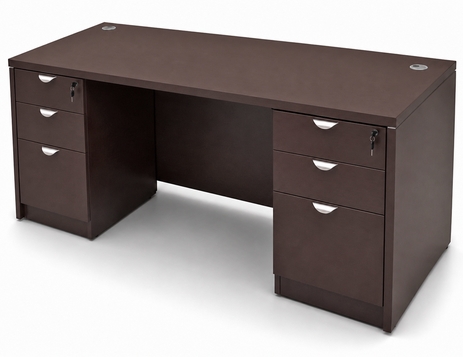 Mocha Rectangular Executive Desk w/6 Drawers