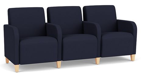 Siena 3 Seat Sofa w/ Center Arms in Standard Fabric or Vinyl