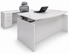 White Adjustable Height Bow Front U-Shaped Desk