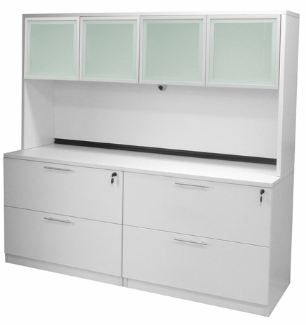 White Lateral File Credenza w/Hutch