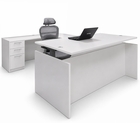 White Adjustable Height Rectangular Front U-Shaped Desk
