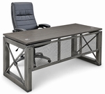 Xdustrial  Series 66&quotW x 30&quotD Manager's Raw Metal Frame Desk - Complete Office Series