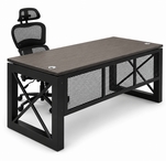 Xdustrial  Series 66&quotW x 30&quotD Manager's Black Metal Frame Desk - Complete Office Series