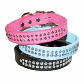 3/4 inch Leather with Rhinestone Collars