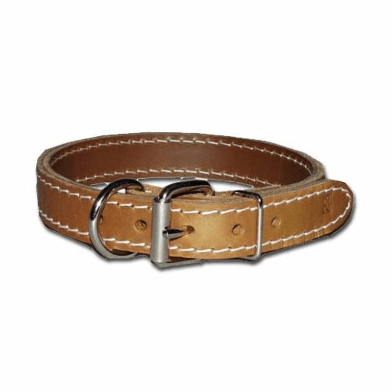 3/4 inch wide Front D Two-Ply Leather Dog Collar 