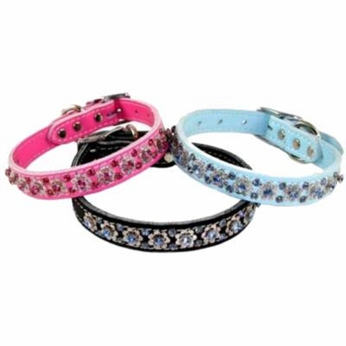 Fancy Filigree Rhinestone Leather Collars 3/4 inch wide