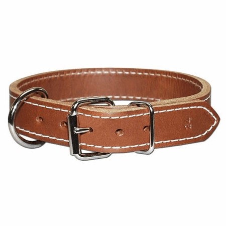 Front D Thick Leather Dog Collar 1-1/4