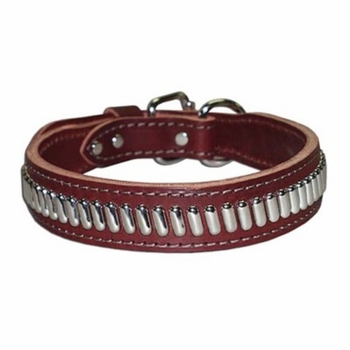  Leather Collar with Oblong Studs 
