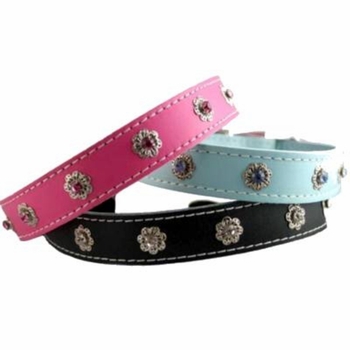Leather Collars with Crystals 1 inch wide