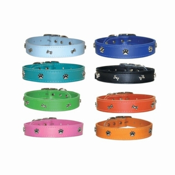Leather Dog Collars with Bones, Paws or Hearts
