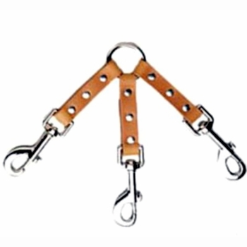 Leather Dog Couplet with 3 Nickel Bolt Snaps