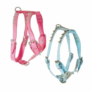 Leather Dog Harness with Spikes and Studs