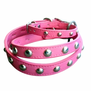 Pink Leather Collars with Studs