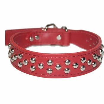Red Leather Collar with Studs