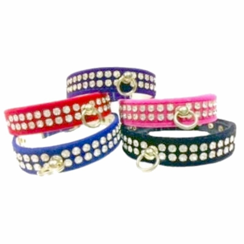 Velvet Dog Collar With Rhinestones