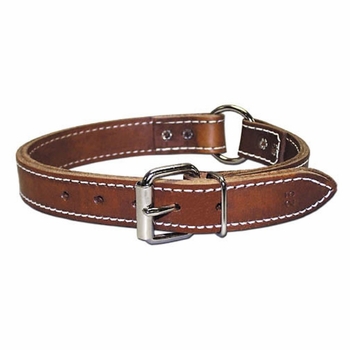 Ring-in-Center Two-Ply Leather Dog Collar 1 Inch Wide