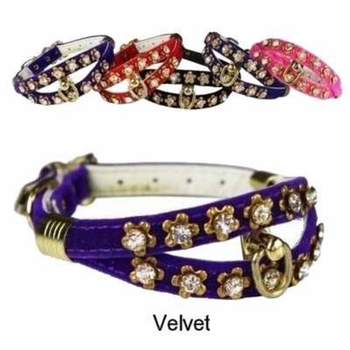 Split Design Collar with Rhinestones