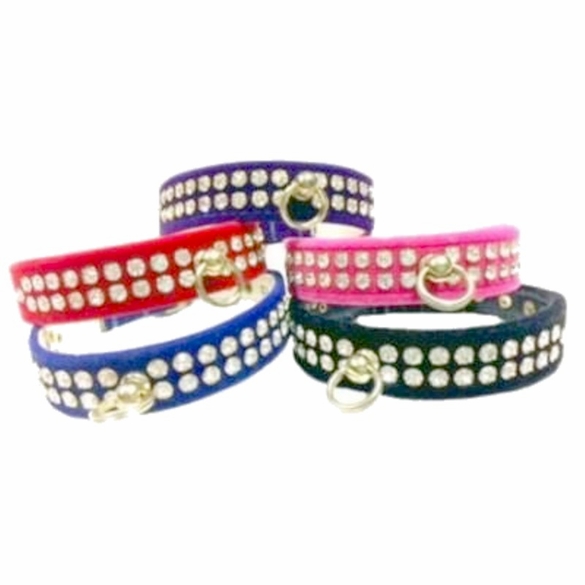 Velvet Dog Collar With Rhinestones