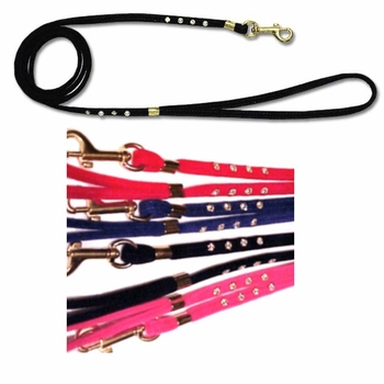 Velvet Leash with Rhinestones 1/4 x 4ft