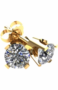 1.0 TCW Diamond Stud Yellow Gold Earrings 3PE100Y