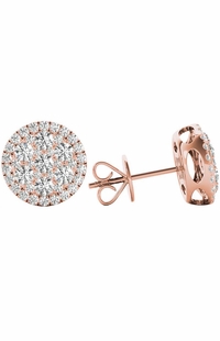 1.19 TCW Solid 18k Rose Gold Diamond Halo Pave Earrings E20218R