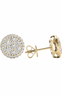 1.19 TCW Yellow Gold Diamond Halo Pave Earrings E20218Y