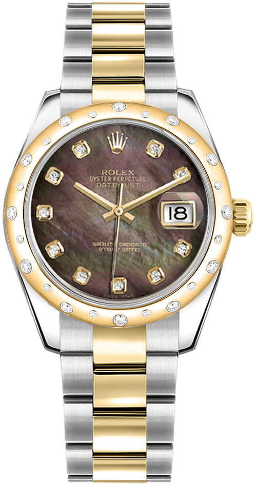 178343 Rolex Datejust 31 Black Mother of Pearl Dial Women's Watch