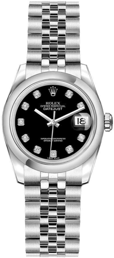 ROLEX デイトジャスト レディース 179160 ブラック 26mm 179160 Rolex Lady-Datejust 26 Black Dial Womens Watch