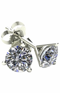 2 TCW Diamond Stud Solid 14k White Gold Earrings 3ME200W