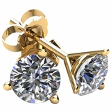 2 TCW Diamond Stud Solid 14k Yellow Gold Earrings 3ME200Y