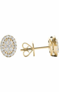 .31 TCW Yellow Gold Diamond Halo Pave Earrings E20237Y