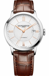 Baume & Mercier Classima White Dial Brown Leather Men's Watch 10263