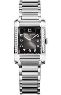 Baume & Mercier Hampton Rectangular Stainless Steel Diamond Luxury Watch 10022