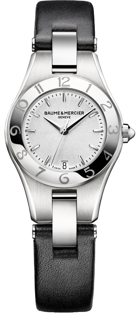 Baume & Mercier Womens Linea 10008 Dress Watch Silver Dial Black