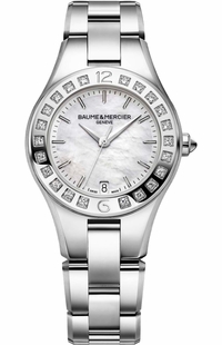 Baume & Mercier Linea Pearl White Dial & Diamonds Women's Watch 10072