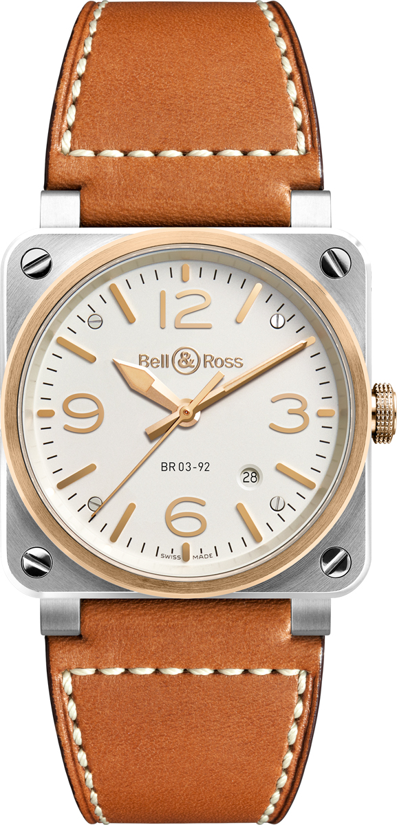 BR0392-ST-PG-SCA Bell & Ross Aviation Steel & Rose Gold Mens