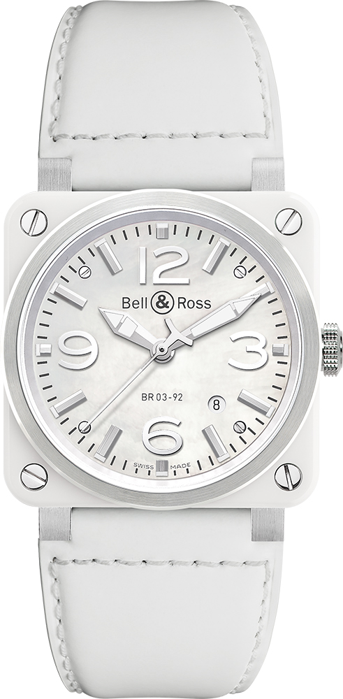 BR0392-WH-C/SCA Bell & Ross Aviation White Dial Women