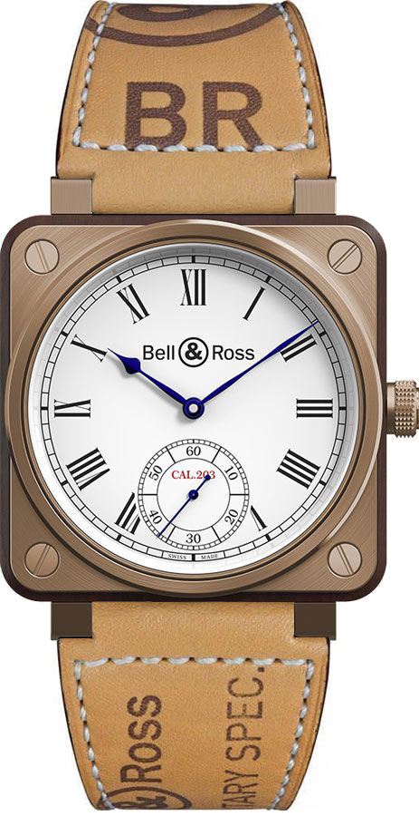 BR01-CM-203-B-V-035 Bell & Ross Tan Leather Strap Men's Watch