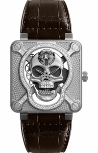 Bell & Ross Aviation Instruments Limited Edition Men's Watch BR01-SKULL-SK-LGD