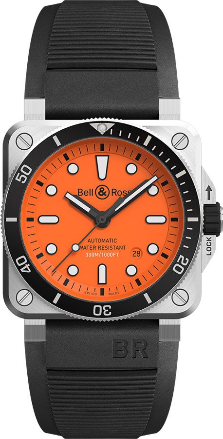 Bell Ross BR 03-92 DIVER ORANGE Mens Watch BR0392-D-O-ST/SRB