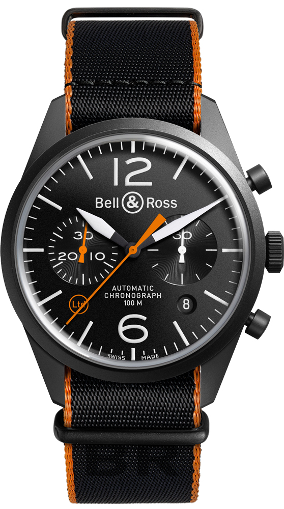 Bell & Ross Vintage BR-126-CARBON-ORANGE Mens Automatic