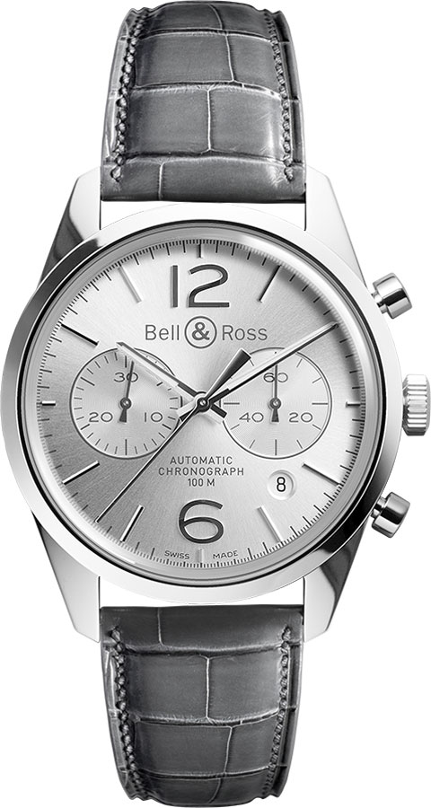 BRG126-WH-ST/SCR/2 Bell & Ross Officer Silver Men's Watch