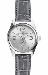 Bell & Ross Vintage Officer Silver Dial Men's Watch BRG123-WH-ST/SCR